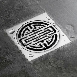 9厘枪灰不锈钢防臭地漏器u卫生间排水防堵过滤地漏盖方形加厚地漏