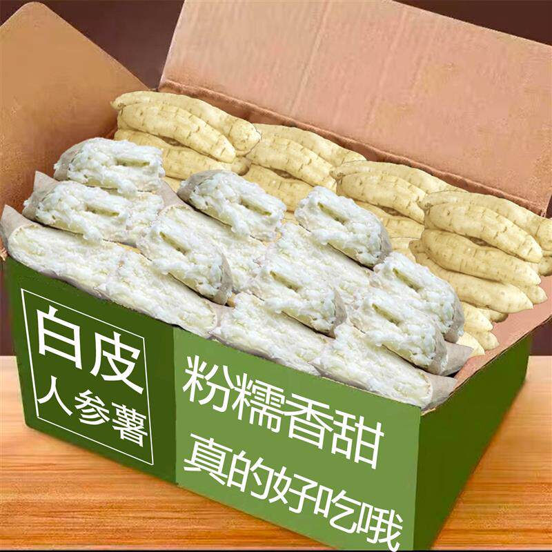 新鲜白皮人参薯现挖牛奶白皮白心番薯粉糯甜白薯地瓜人参红薯包邮