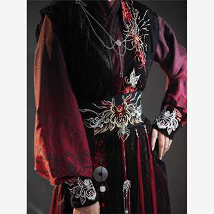 曼蛛丝语汉元素宋制交领长衫褙子比甲彼岸蜘黑红帅天官赐福cos服