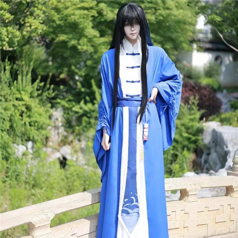 我家大师兄脑子有坑二次元cosplay套装东方纤云店小二服装汉服蓝图片