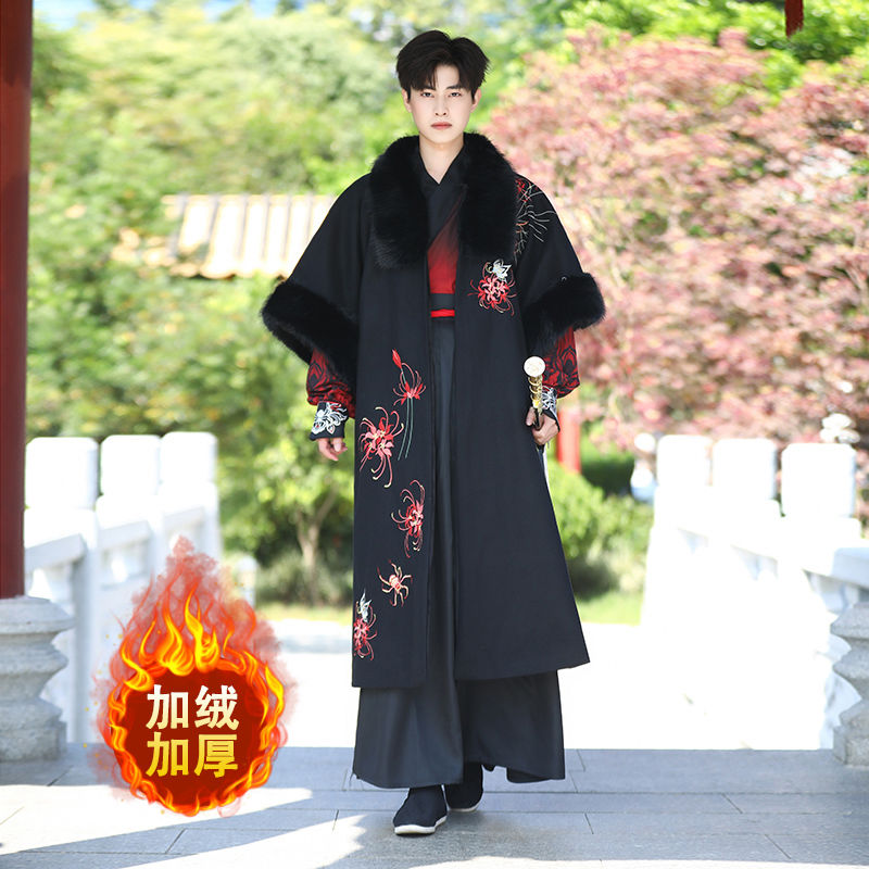 冬季加长款汉服男全套加厚加绒