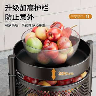 厨房旋转多功能置物架落地多层家用零食小推车水果蔬菜篮子收纳架