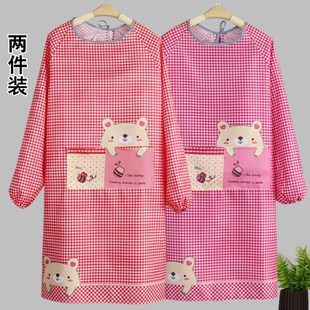 围腰工作服防油防水 围裙韩版 时尚 厨房长袖 罩衣家用成人女男士