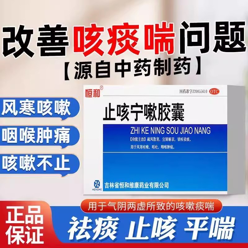 风寒咳嗽咽喉肿痛 呕吐宣肺解表镇咳祛痰 恒和止咳宁嗽胶囊24粒
