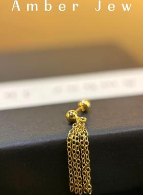 Amber Jew·风起落苏 纯银镀金流苏耳骨钉欧美时尚耳饰螺纹耳钉