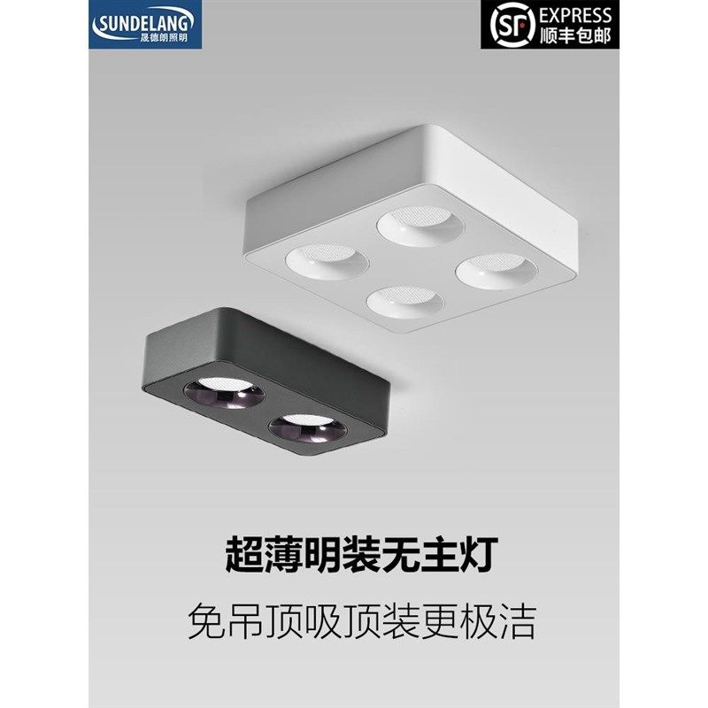 全光谱明b装筒灯超m薄双头四头斗胆灯客厅防眩目射灯吸顶卧室无主,家装灯饰光源,明装筒灯,淘宝优惠券,粉丝福利购,淘宝优惠卷