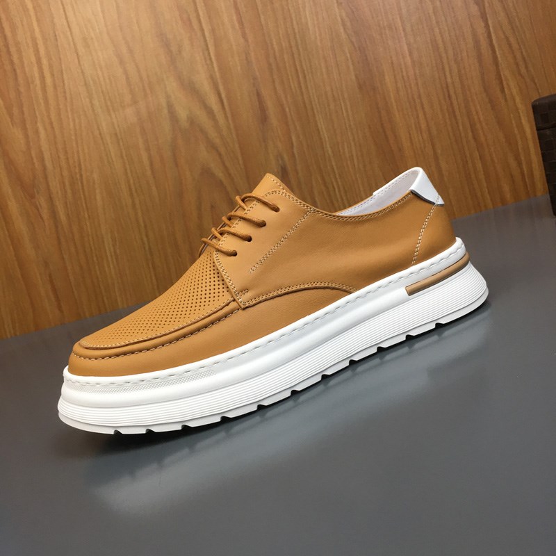 夏季透气镂空男鞋小白鞋男真皮2025新款单鞋单层皮软底休闲板鞋男