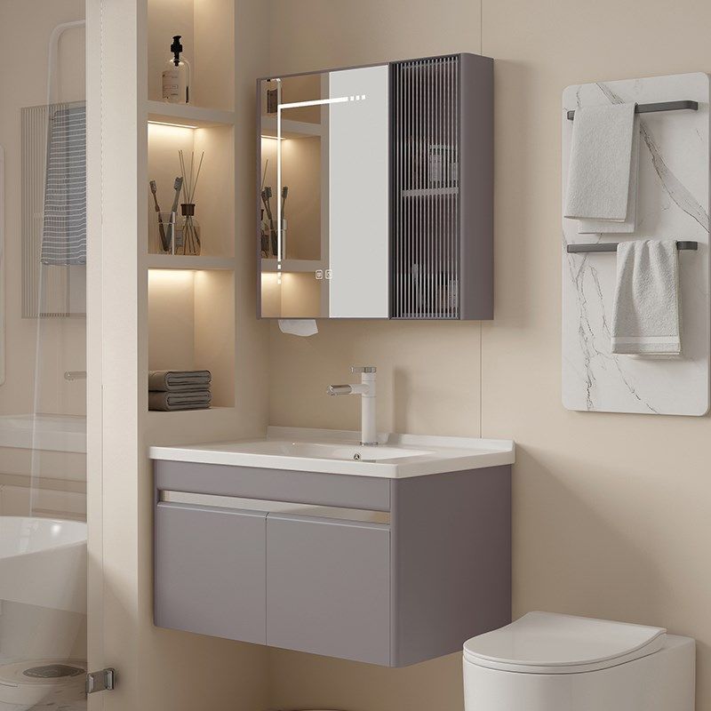 简约不锈钢浴室柜卫生间洗漱台一体陶瓷洗手盆柜洗脸美妆镜柜组合,家装主材,浴室柜组合,淘宝优惠券,粉丝福利购,淘宝优惠卷