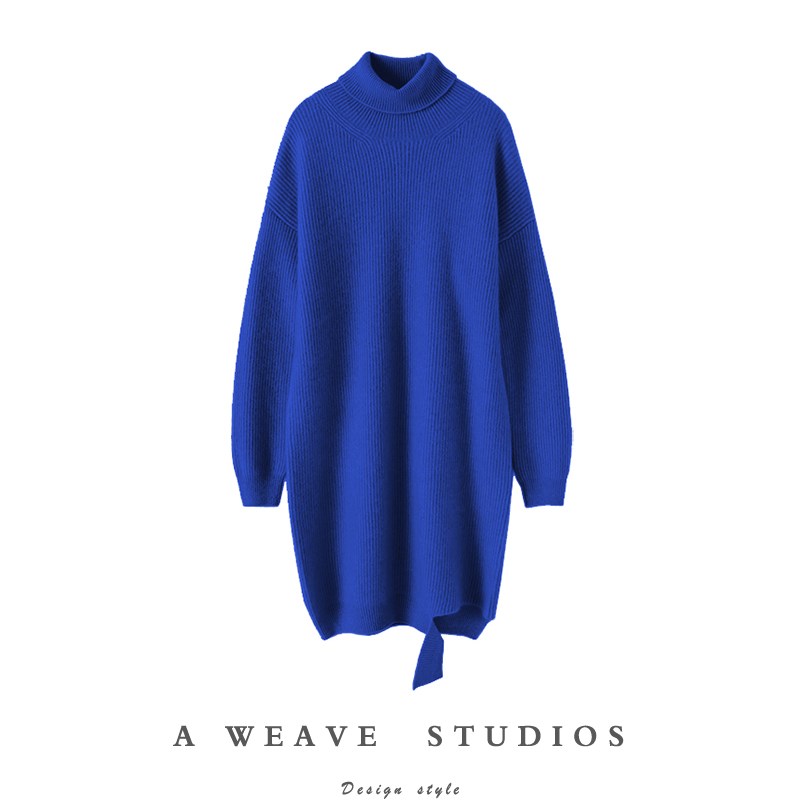 小众浪漫!重磅加厚!高领羊绒衫女中长款羊绒毛衣连衣裙秋冬季