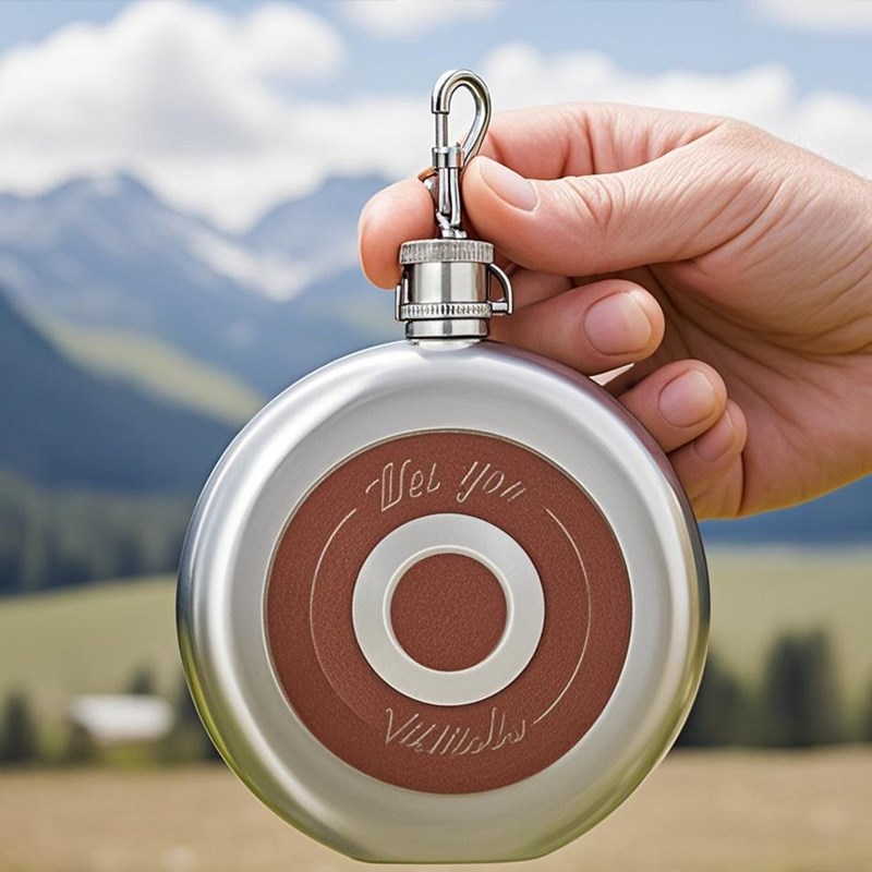 户外露营304不锈钢随身酒壶 新款男女士旅行创意酒壶套装半斤装圆