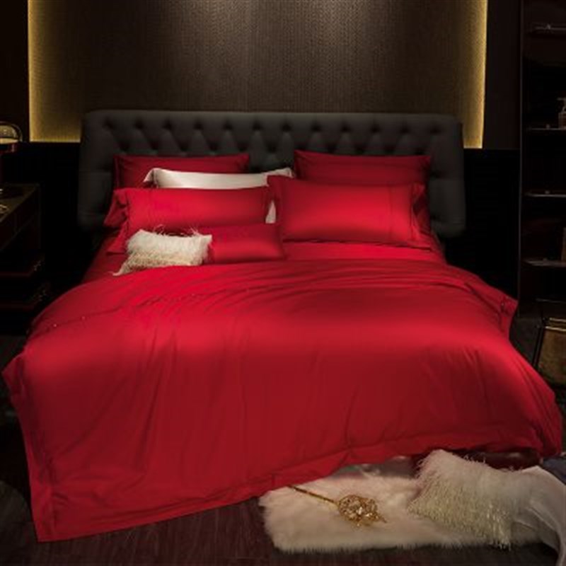 结婚四件套纯棉婚被100支长绒棉裸睡床单被套喜被婚庆床上用品