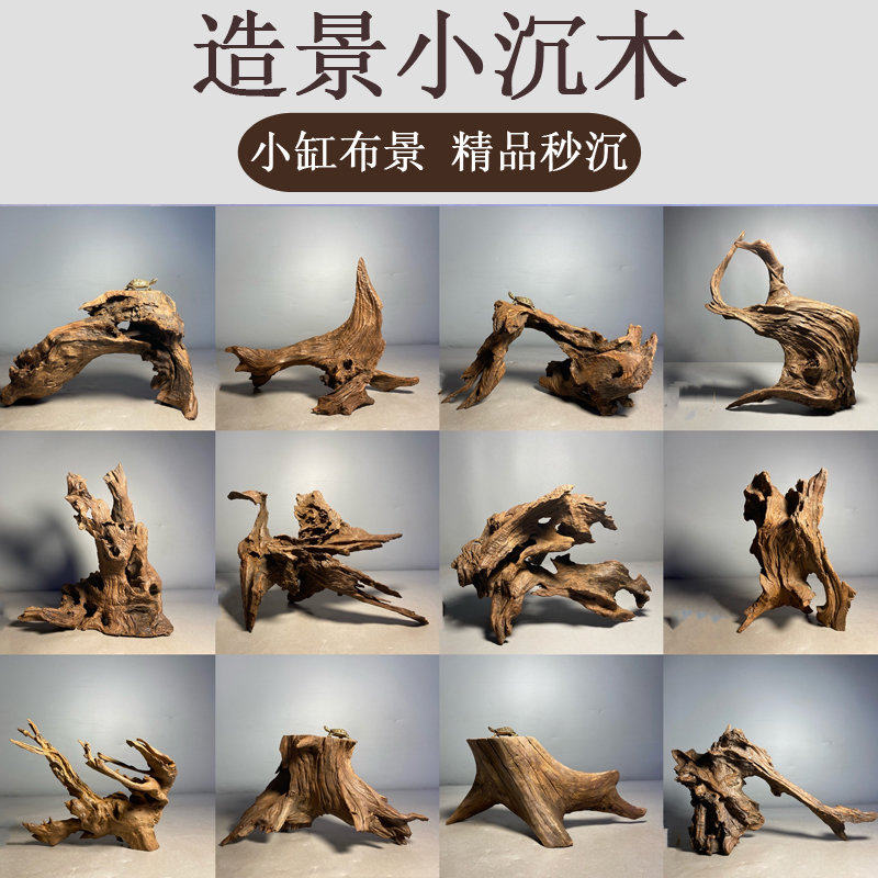 鱼缸造景小沉木30cm南美风格乌龟晒台紫柚木迷你摆件树桩多种