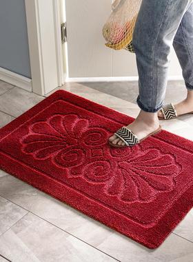 欧式入户门地垫进门大门口地毯卧室吸水脚垫红色蹭土防滑美式
