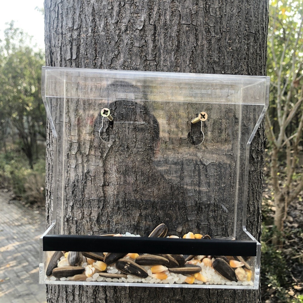 鸟笼户外布施喂鸟器阳台窗玻璃庭院野外悬挂式自动喂食器防雨食盒