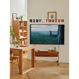 不锈钢洞洞板溜溜电视移动支架几复古落地可移动宿电视机架柜实木