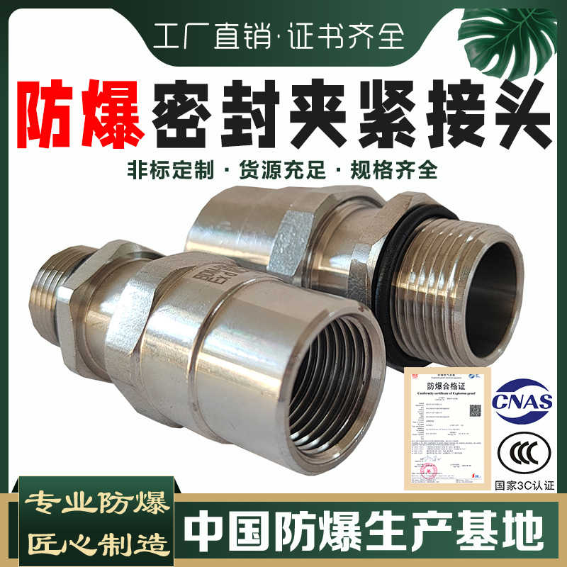 304不锈钢防爆格兰头电缆密封夹紧连接内外螺纹接头G3/4兴港BDM
