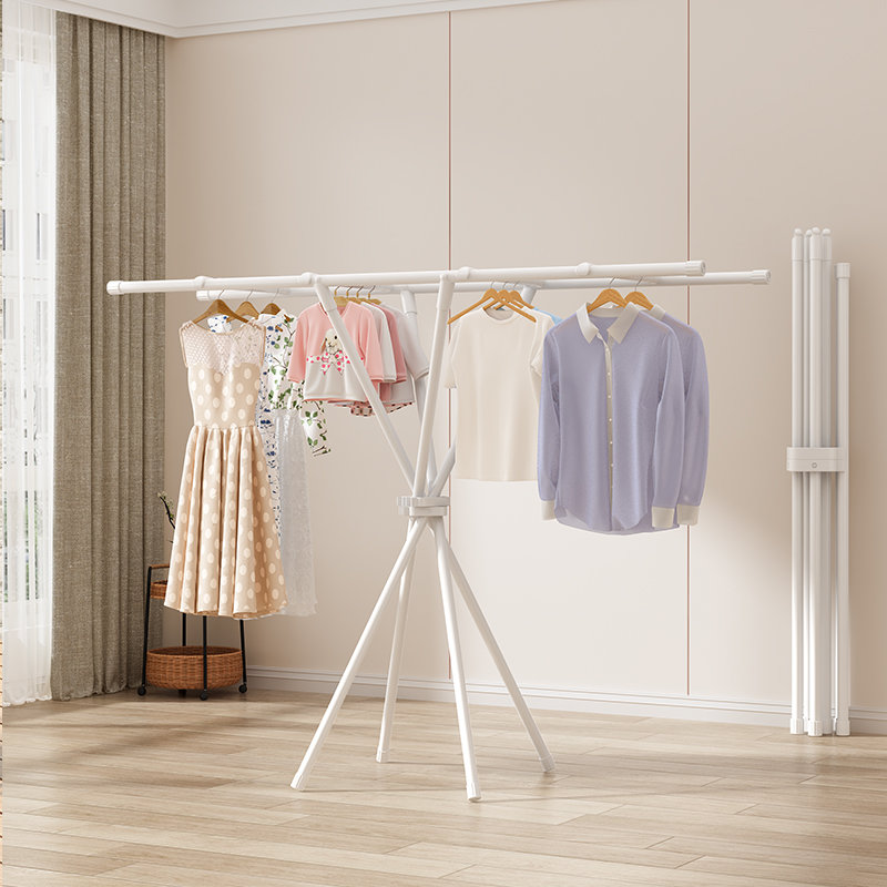 折叠晾衣架收束落地式卧室内阳台家用简易晾衣服挂衣杆晒被子