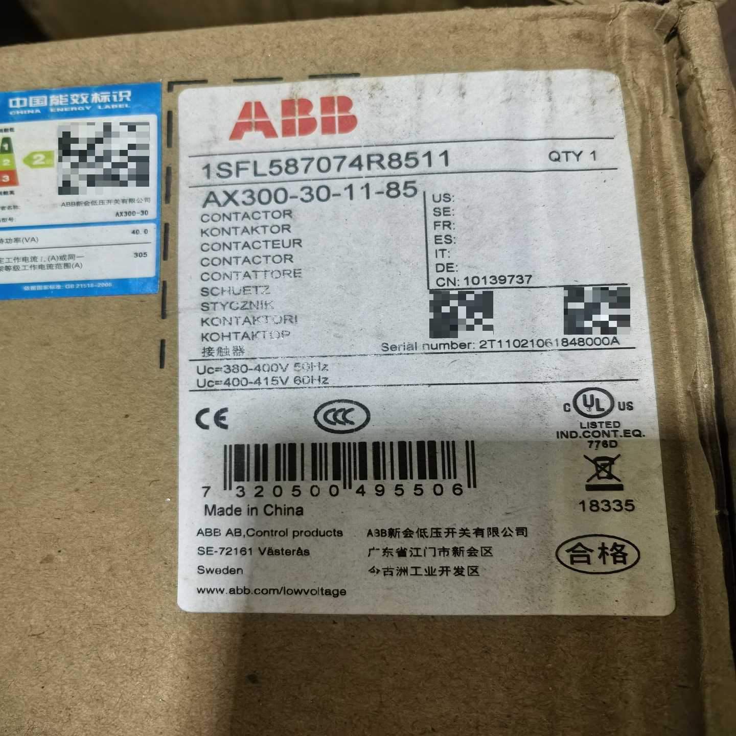 (询价)ABB接触器AX300-30-11-85 380-400V全