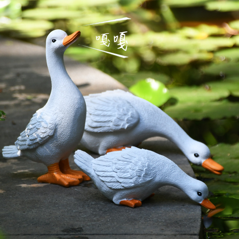 网红鱼缸鸭子摆件别墅阳台花园水景装饰庭院喝水小鸭子微景观造景