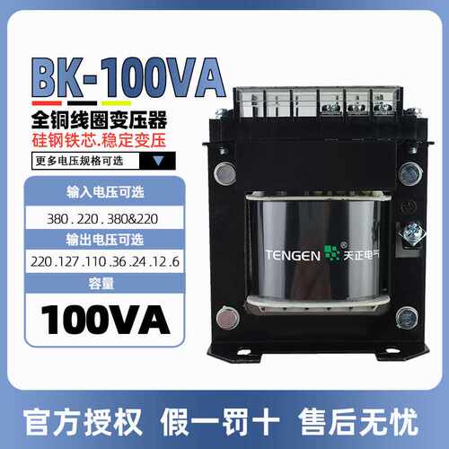TENN天正电气BK-100VA全铜控制变压器380 220转36 24V BK变压器