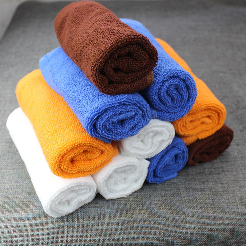 方巾纯棉白黄蓝咖色火锅酒店宾馆餐厅厨房幼儿园擦手小白毛巾抹布