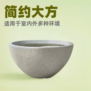 现代简约白色家用客厅落地镁泥花盆大口径碗莲水泥盆室内外花箱