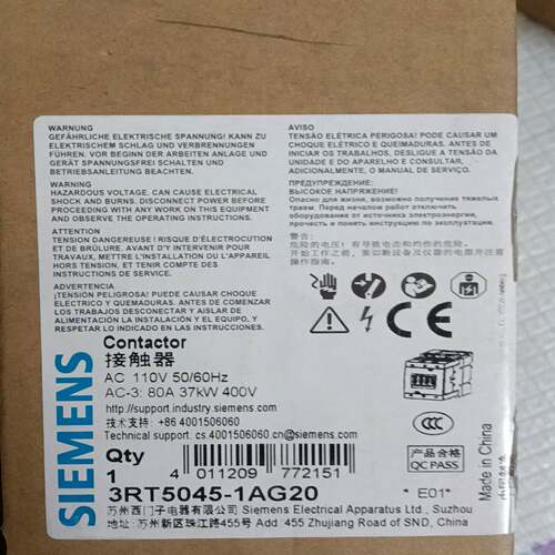 接触器3RT5045-1AG20~询价