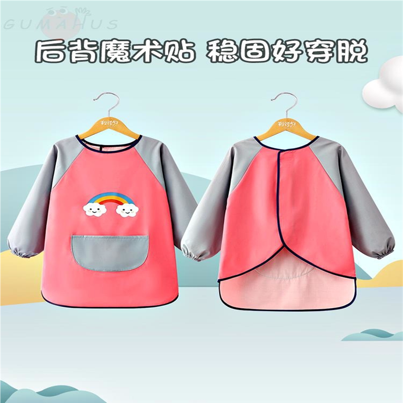 画画衣服罩衣防水儿童男款围裙幼儿园画室美术魔术贴防脏女宝宝