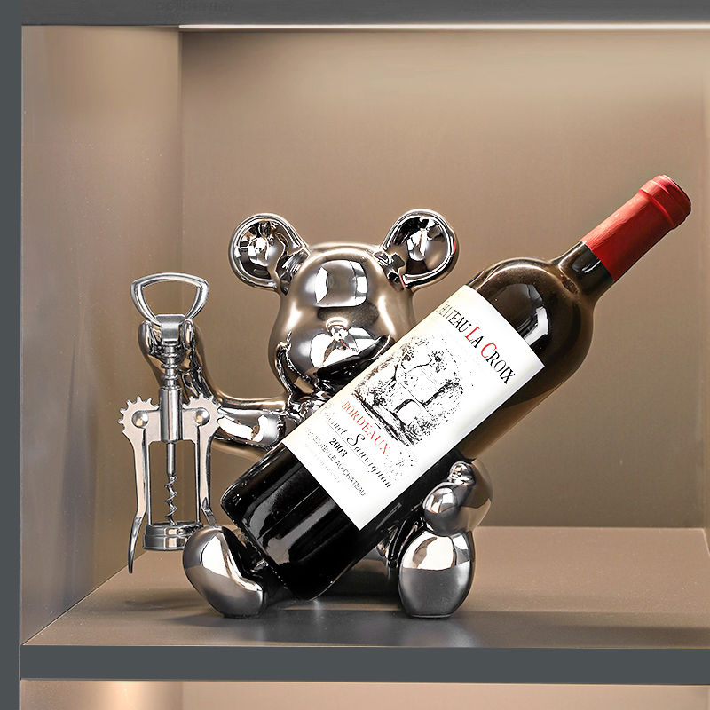 暴力熊红酒架摆件轻奢高档家居客厅餐边柜酒柜装饰高级感软装