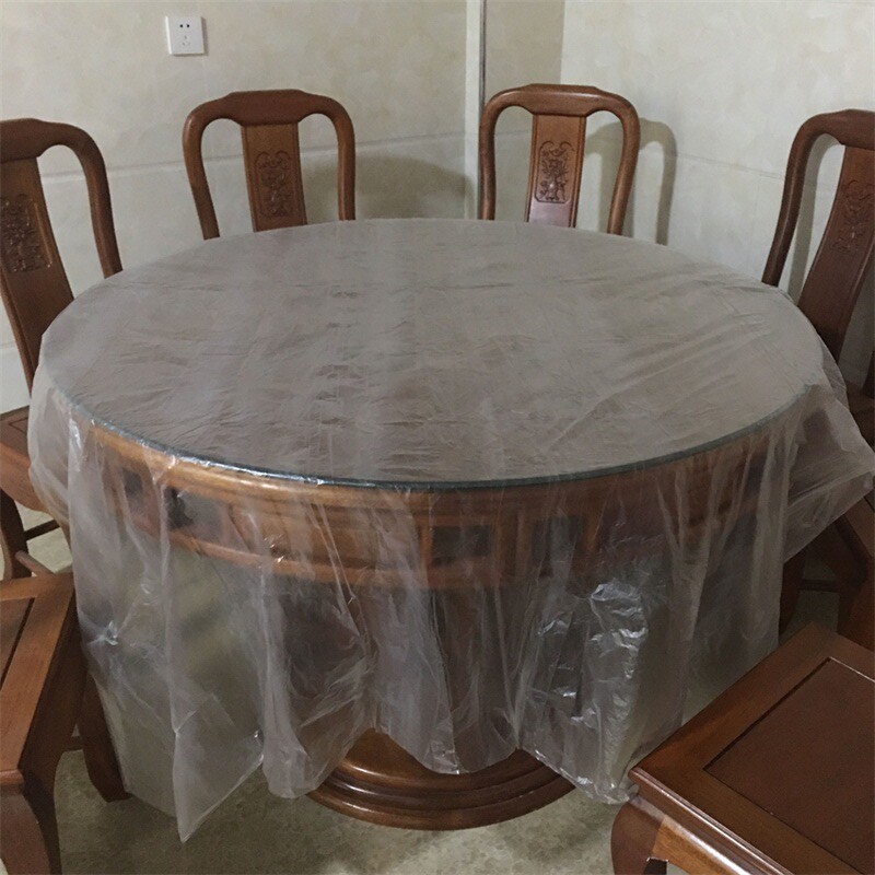 乐日子30张包邮一次性桌布加厚塑料薄膜圆桌透明家用红色方形
