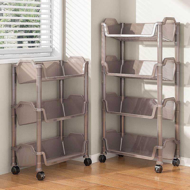 书架落地可移动置物架儿童家用桌旁边带轮学生书本多层收纳小