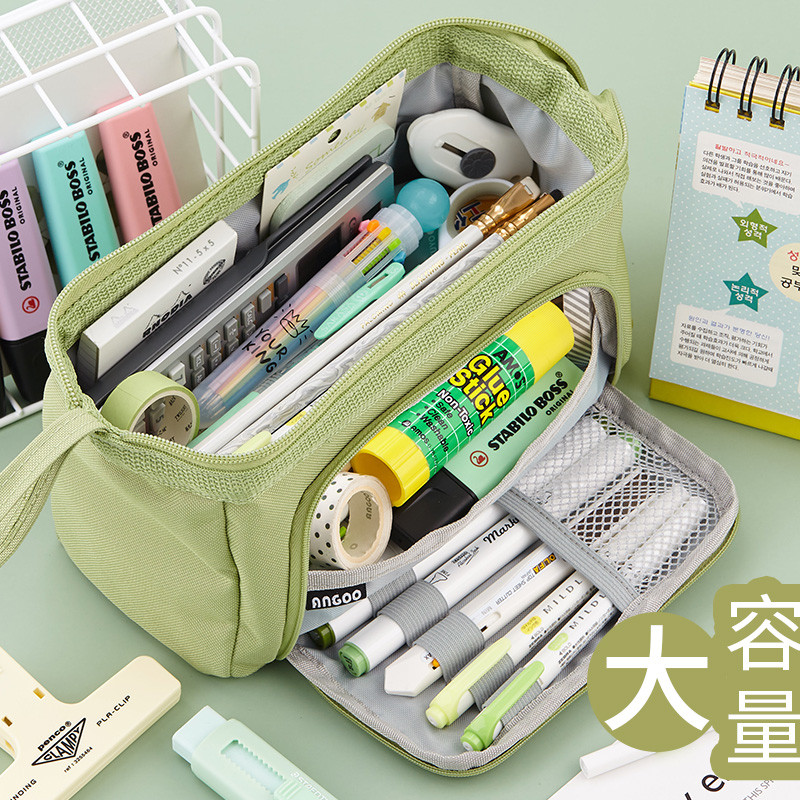 安蔻简约初中女日系文具盒女孩款笔袋大容量文具袋铅笔盒男孩