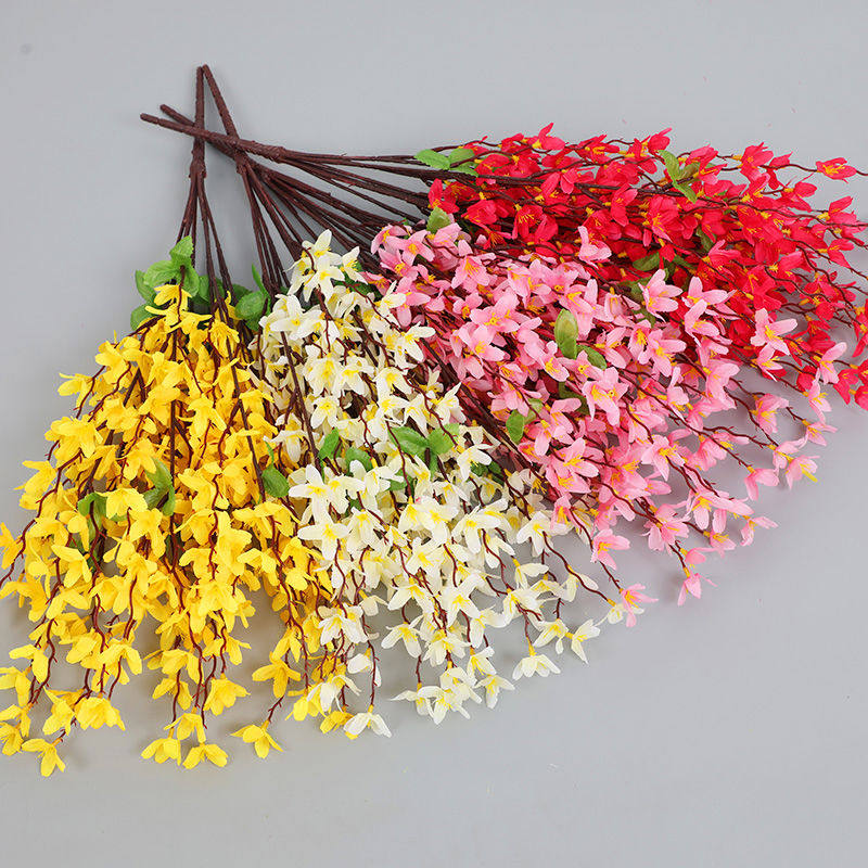 迎春花仿真花束假花摆设客厅装饰黄色跳舞兰餐桌摆花塑料花艺