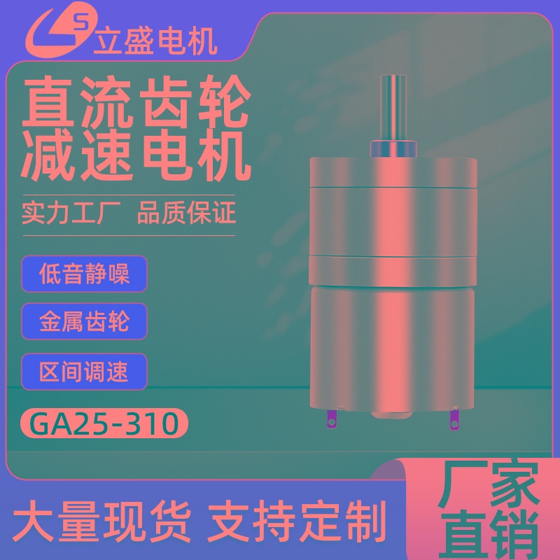 立盛GA25-310微型直流减速电机碳刷磁瓦可调速6v12v24V小型马达