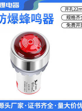 JSBD8050防爆蜂鸣器防爆声光金属报警灯ac220V24v红黄色开孔22