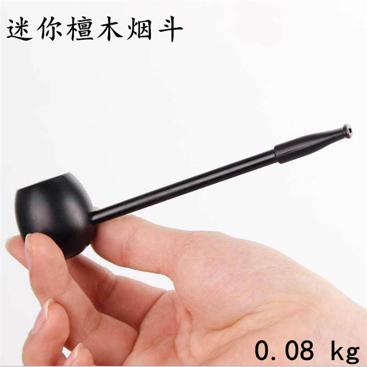 乌木细直杆实木烟斗黑檀木木质老式手工烟斗红檀木直式实木雕烟斗