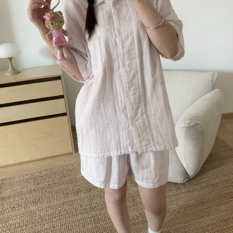 甜美kitty短袖睡衣套装家居服女