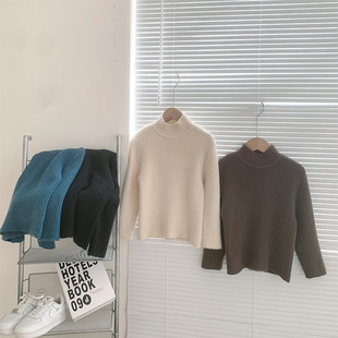 男童女童加绒毛衣一体绒儿童男孩秋冬季半高领加厚针织打底衫女孩