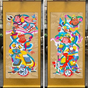 道家堂口装饰案子天地水阳四府神像马赵王殷元帅丝绸卷轴挂画包邮