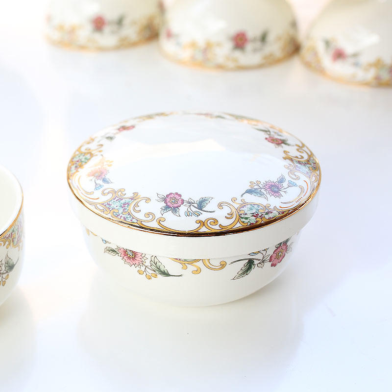 莹辰达陶瓷家用盖碗米饭碗韩式骨瓷小碗简约餐具小汤碗微波炉创意