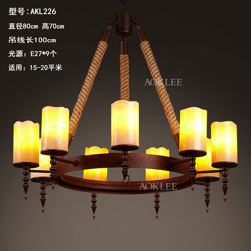 美式田园铁艺中餐厅服装店咖啡馆loft复古工业网吧台装饰云石吊灯
