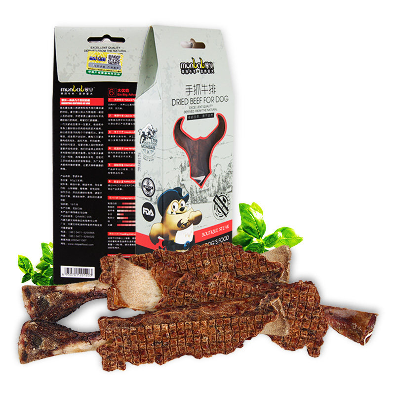 蒙贝手抓牛排80g*10袋 狗狗零食磨牙棒磨牙骨泰迪金毛洁齿肉骨头
