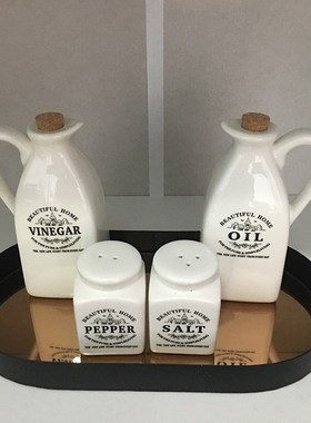 北欧风样板房展厅厨房橱柜调料罐研磨器创意软装饰品道具组合摆件