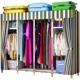 不锈钢简易衣柜卧室家用钢管加粗加厚加固钢架挂式 折叠防尘衣橱