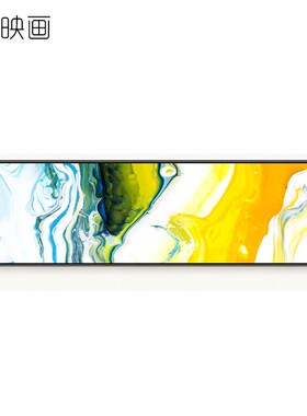 黄色几何抽象客厅沙发背景装饰画横幅油画卧室床头挂画横版大壁画