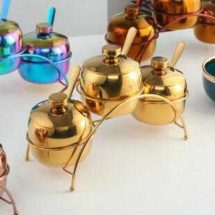 加厚304不锈钢调味瓶 家用组合装干调味料盒佐料套装盐罐厨房用品