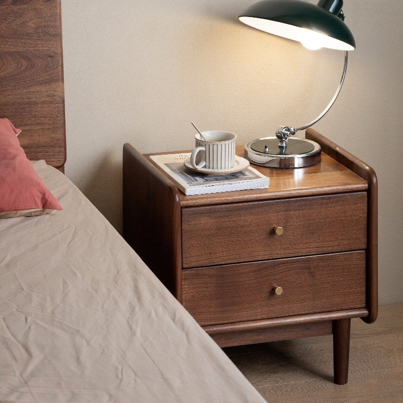 拾影木筑 北欧简约黑胡桃木床头柜实木卧室带抽屉储物床边柜,住宅家具,床头柜,淘宝优惠券,粉丝福利购,淘宝优惠卷