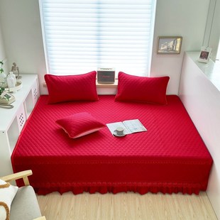 大红婚庆全棉榻榻米床盖纯棉炕盖2024新款四季用结婚专用床单定制