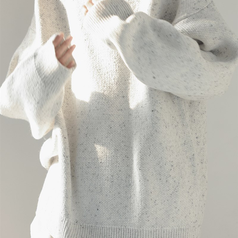 衣疫 杂线混织简约肌理感圆领廓形宽松套头毛衣 百搭撞色基础款