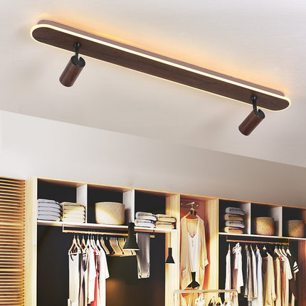 led射灯新中式家用客厅天花筒灯明装衣帽间服装店铺商用木纹射灯